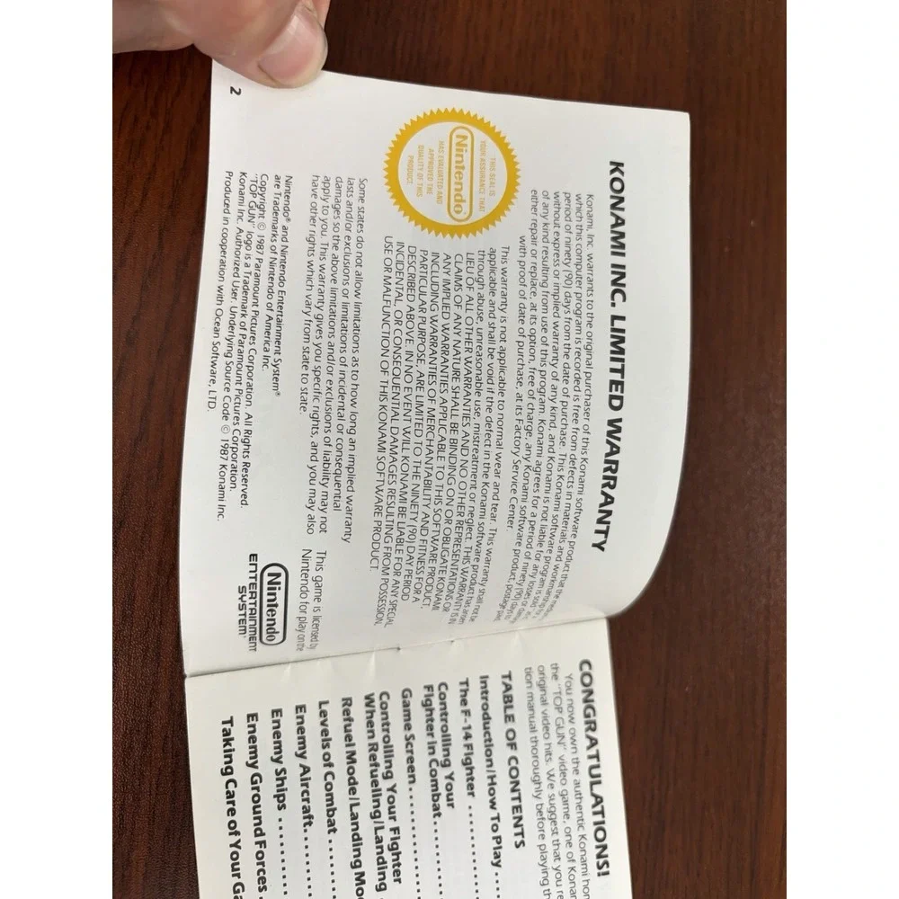 Top Gun NES Manual Instruction Booklet ONLY Nintendo Entertainment‎ System